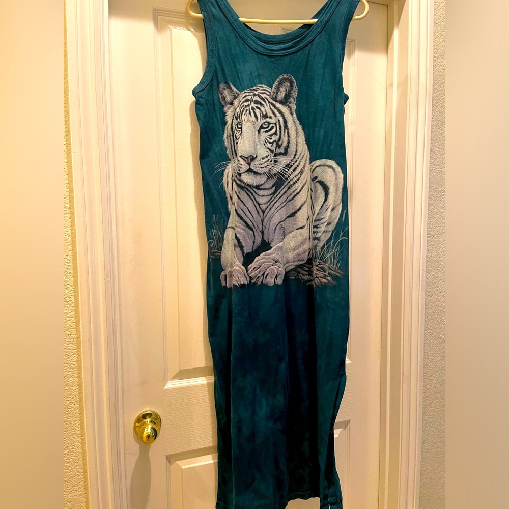 FierceWhite Tiger long Cotton Dress “RAWRRR!”